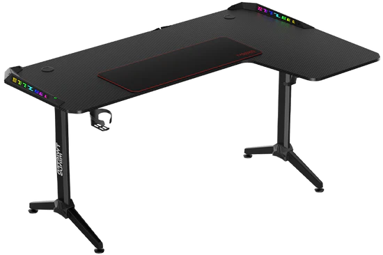 Twisted Minds TM-Y-RB-RGB Warrior L Şekilli Oyuncu Masası RGB Sağ, Siyah