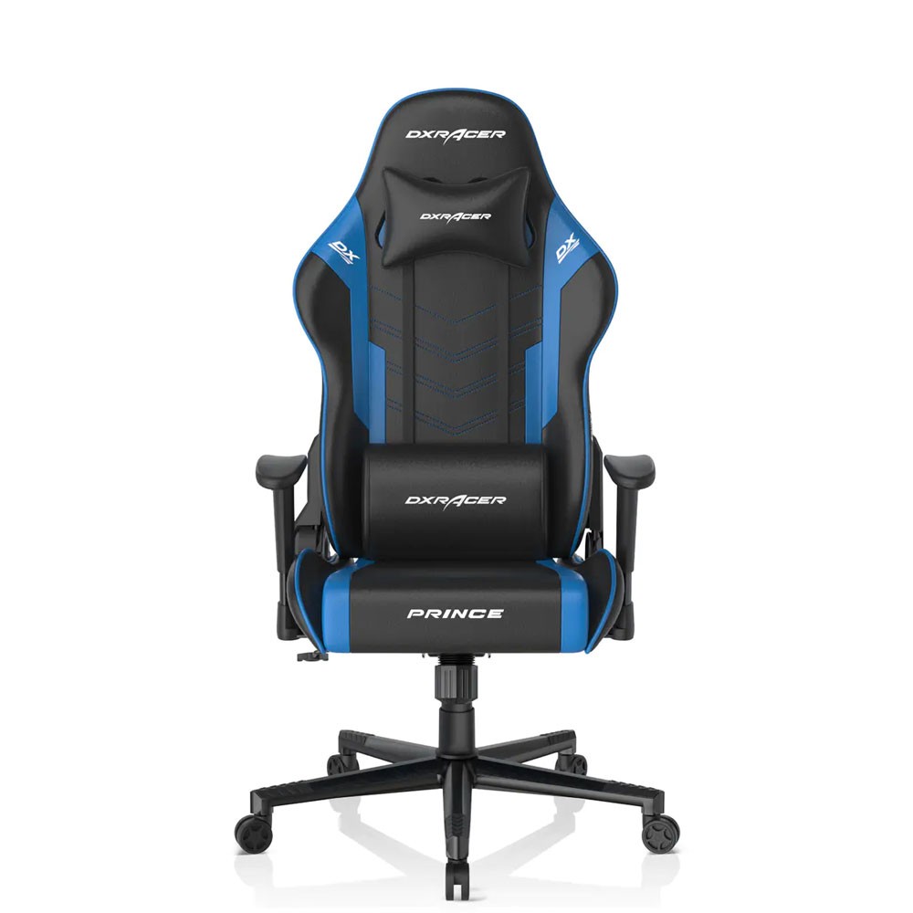 DXRacer P132 Prince Serisi Yumuşak Yüzeyli 1D Kolçaklar 130 Kg Oyuncu Koltuğu, Siyah/Mavi