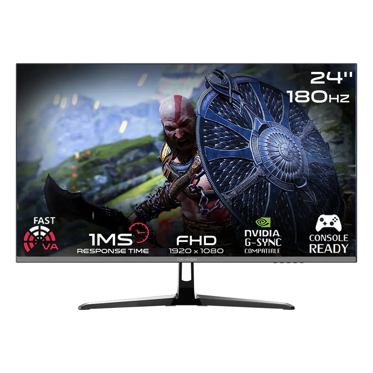 GameOn Pro 24" FHD VA Panel, 180Hz, MPRT 0.5ms, HDMI 2.1, IPS PS5 Desteği Oyuncu Monitörü, Siyah
