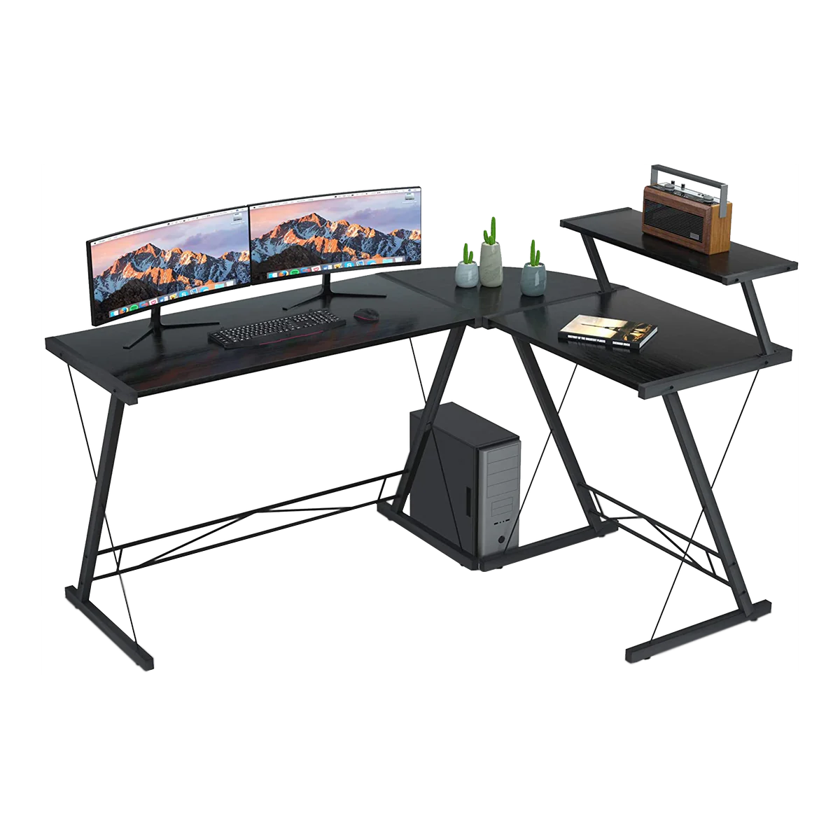 GameOn Slayer II XL Serisi, Ayarlanabilir  3ü 1 Arada L Şeklinde Oyuncu Masası, Siyah
