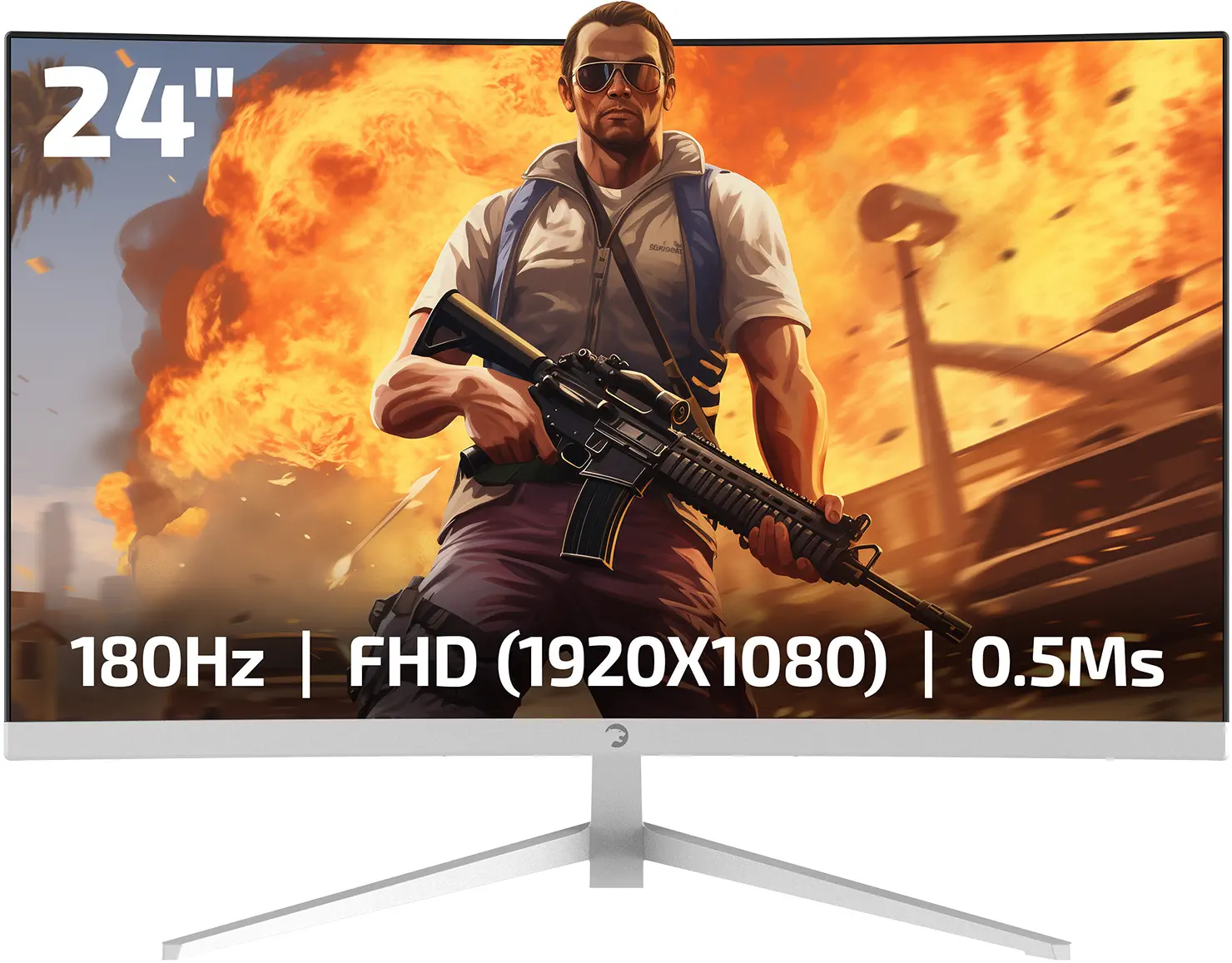 GamePower Vivid T40 24" Curved RGB 180Hz 0.5ms FHD Va Panel 2x2W Hoparlör Gaming Monitör, Beyaz
