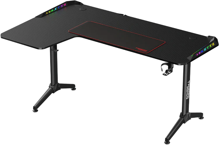 Twisted Minds TM-Y-LB-RGB Warrior L Şekilli Oyuncu Masası RGB Sol, Siyah