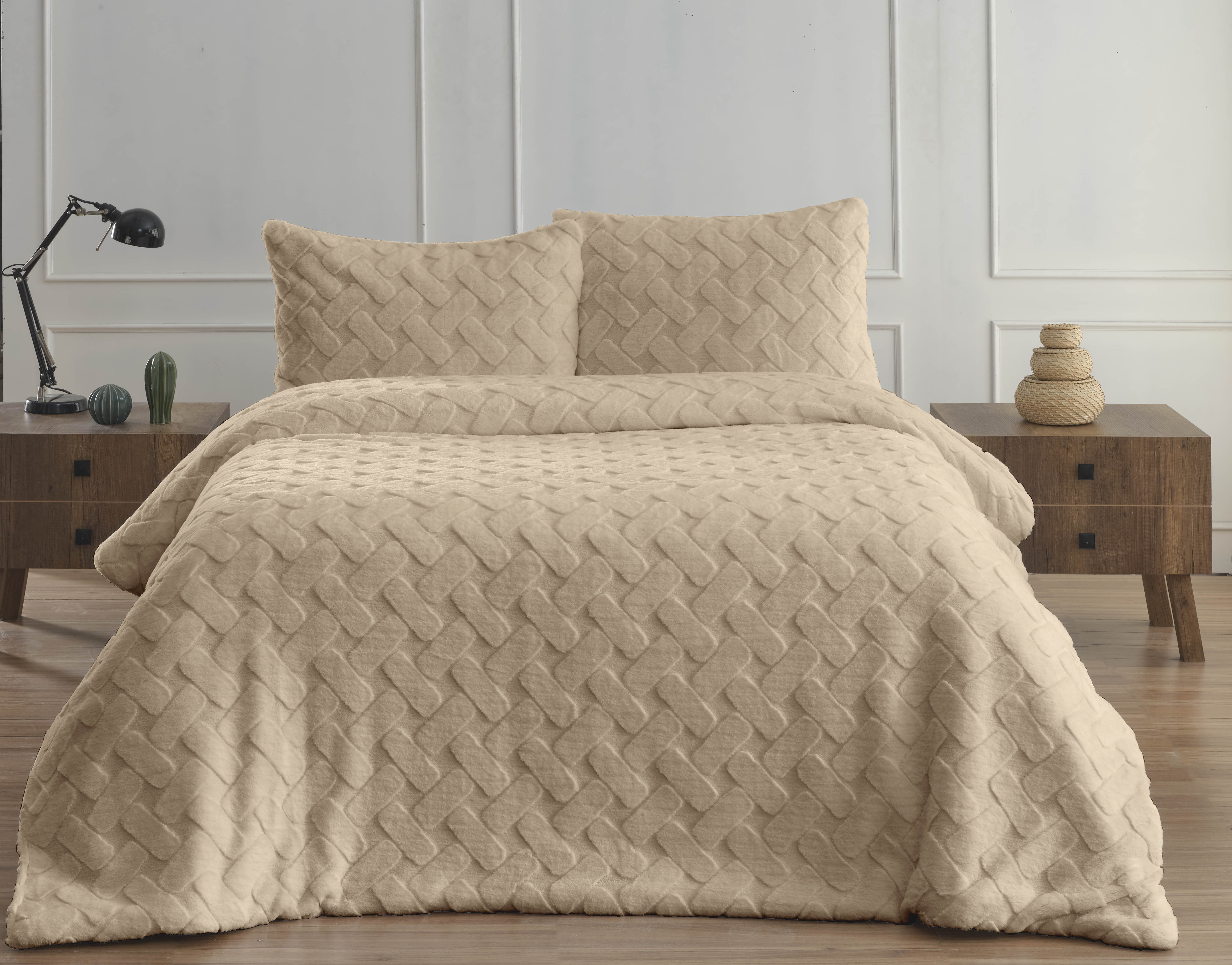Merinos Kürk Comferter Set 